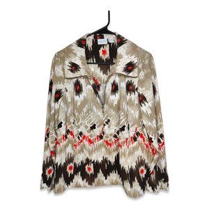 Zenergy Chico’s Full Zip Jacket Size 2 Large 12 Ikat Southwestern Long Sleeve